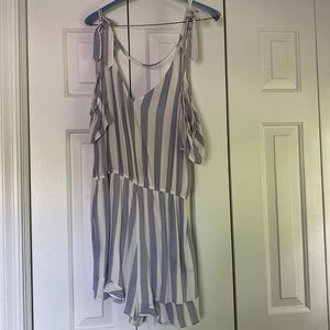 Striped off the shoulder romper
